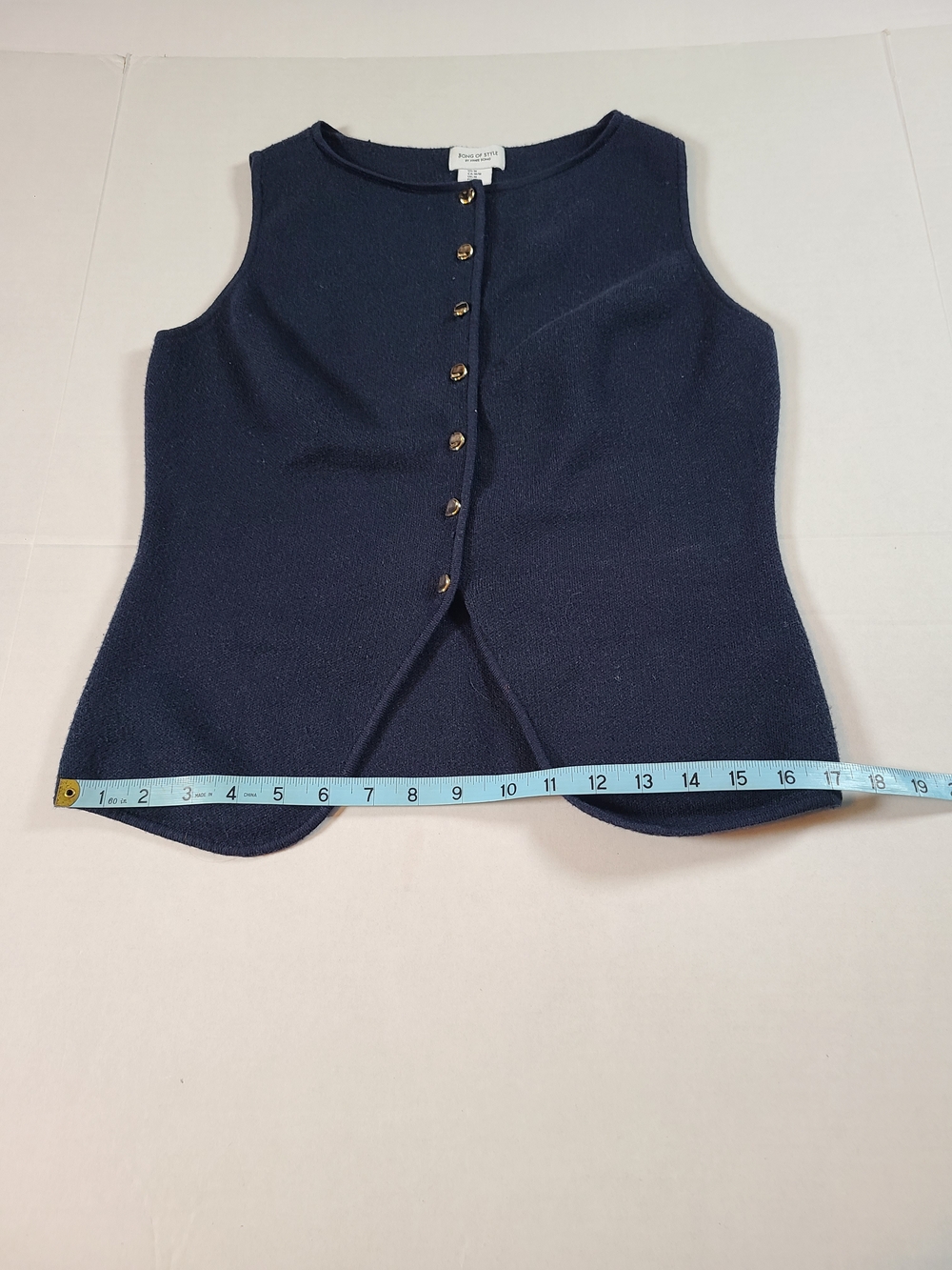 Song of Style By Aimee Song Stylish Womens Navy Knit Top Gold Buttons Medium - Picture 10 of 10